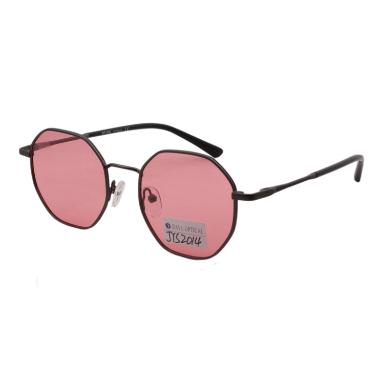 UV 400 Protection Polarized Light Diamond Metal Frame Sunglasses Pink